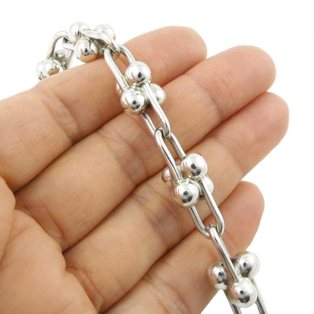 Chunky Hallmarked Solid 925 Sterling Silver Gauge Link Necklace