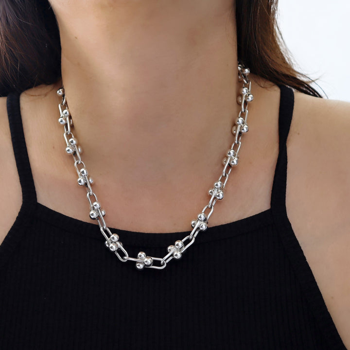 Chunky Hallmarked Solid 925 Sterling Silver Gauge Link Necklace