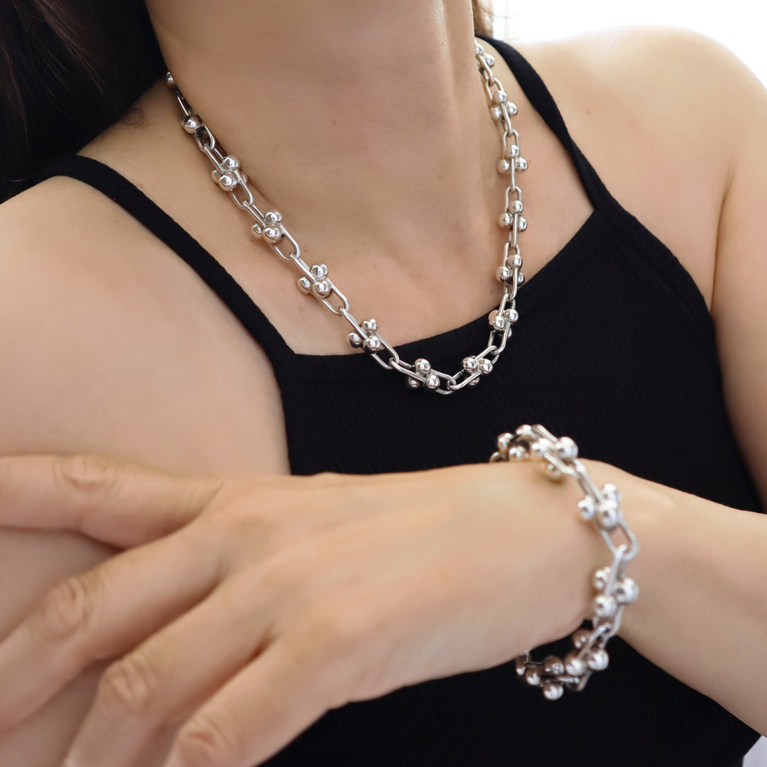 Chunky Hallmarked Solid 925 Sterling Silver Gauge Link Necklace