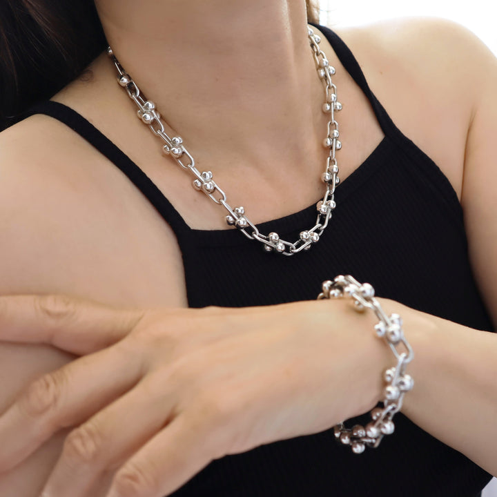 Chunky Hallmarked Solid 925 Sterling Silver Gauge Link Necklace
