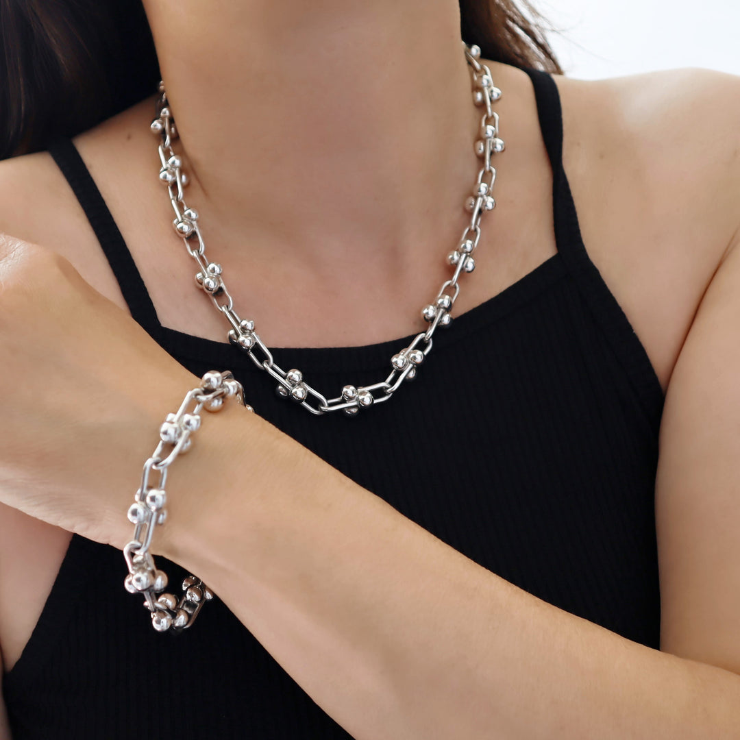Chunky Hallmarked Solid 925 Sterling Silver Gauge Link Necklace