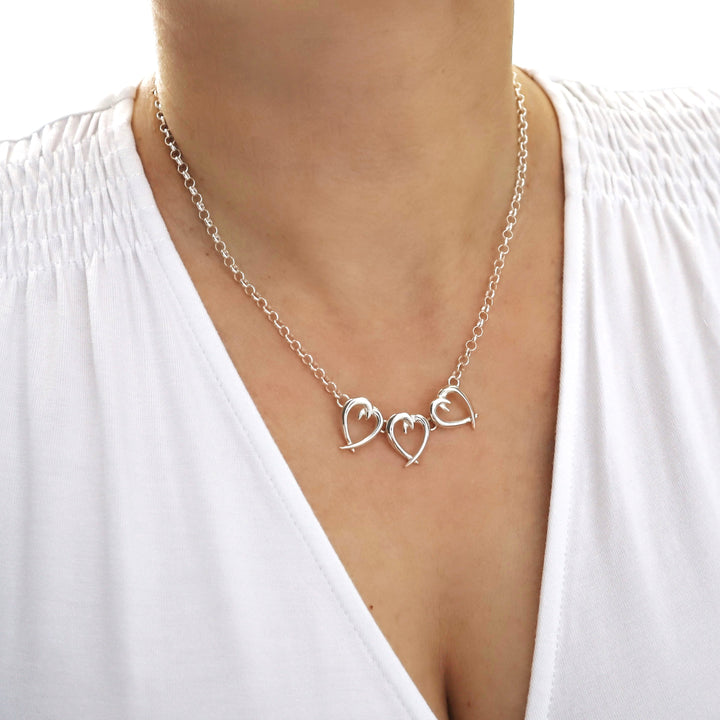 Sterling Silver Statement Heart Necklace for Women