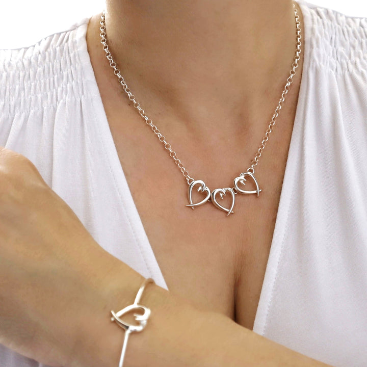 Sterling Silver Statement Heart Necklace for Women