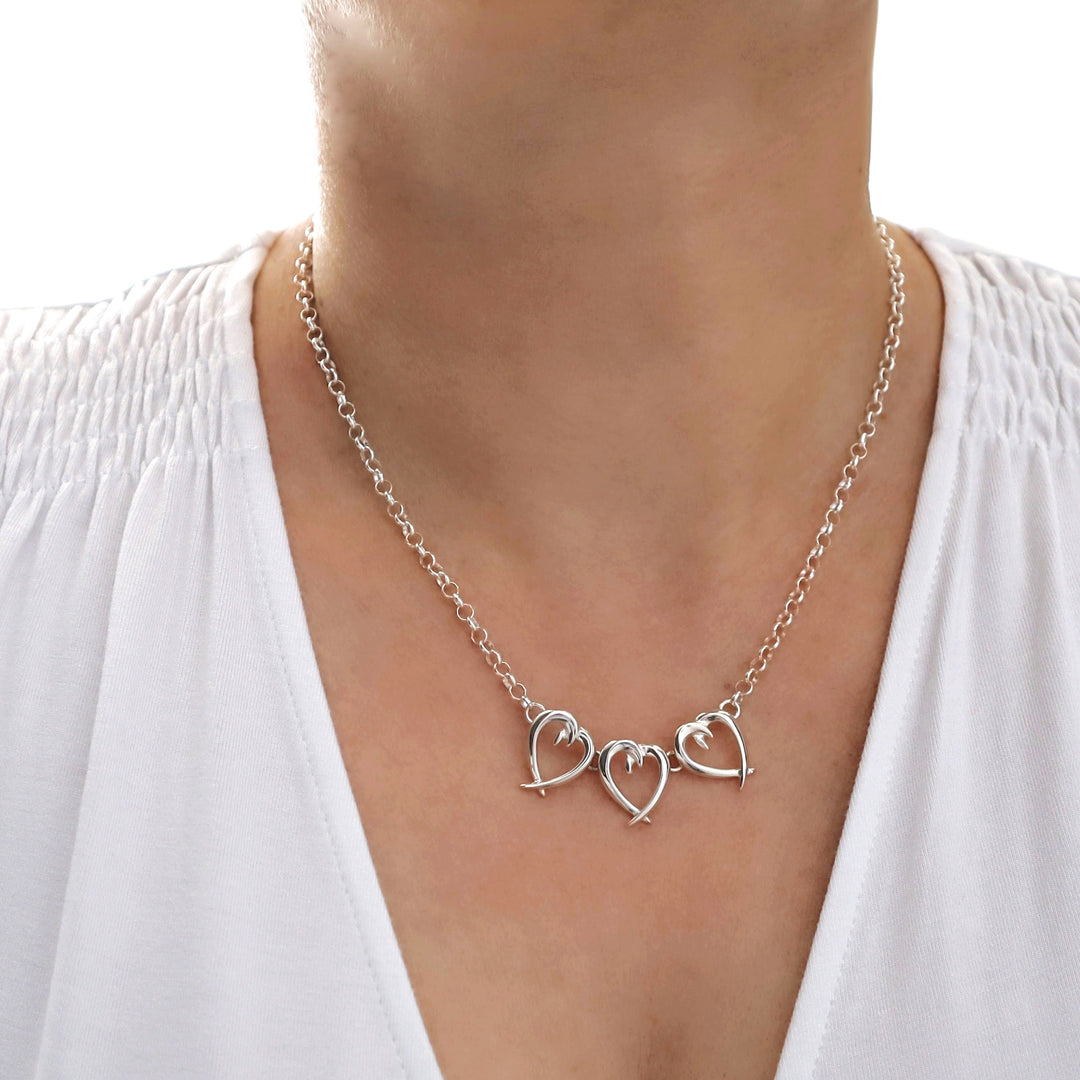 Sterling Silver Statement Heart Necklace for Women