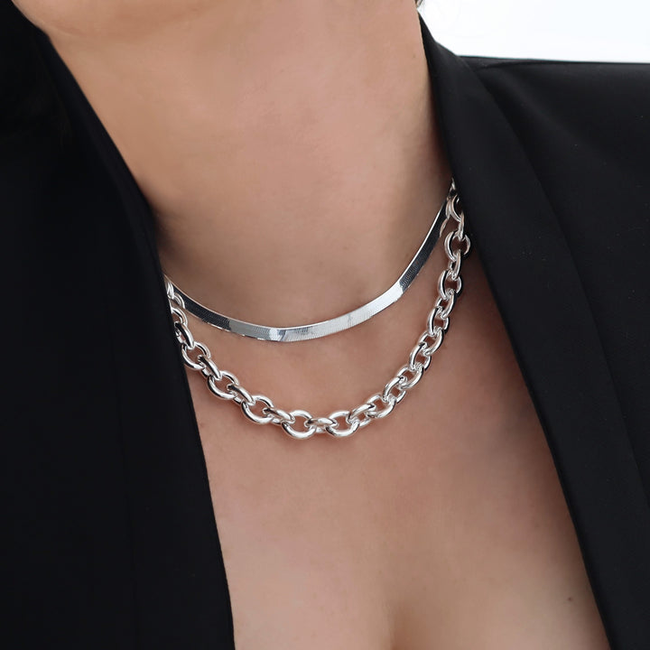 Chunky Sterling Silver Rolo Chain Necklace for Women