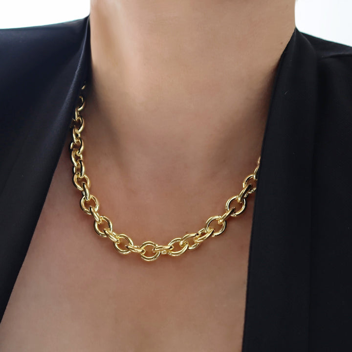 14ct Gold Plated Chain Chunky Rolo Link Necklace for Women