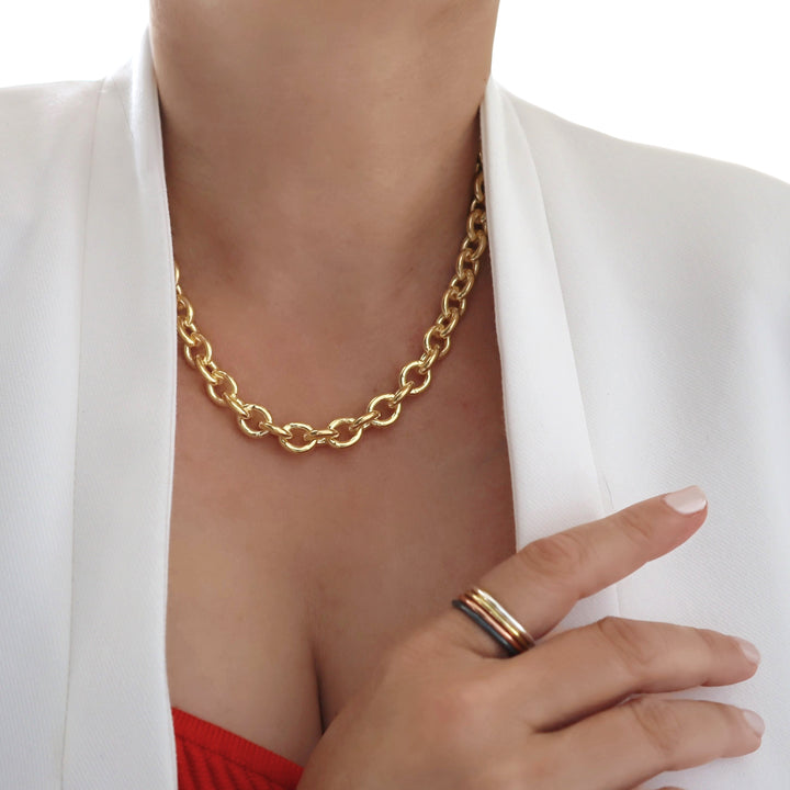 14ct Gold Plated Chain Chunky Rolo Link Necklace for Women