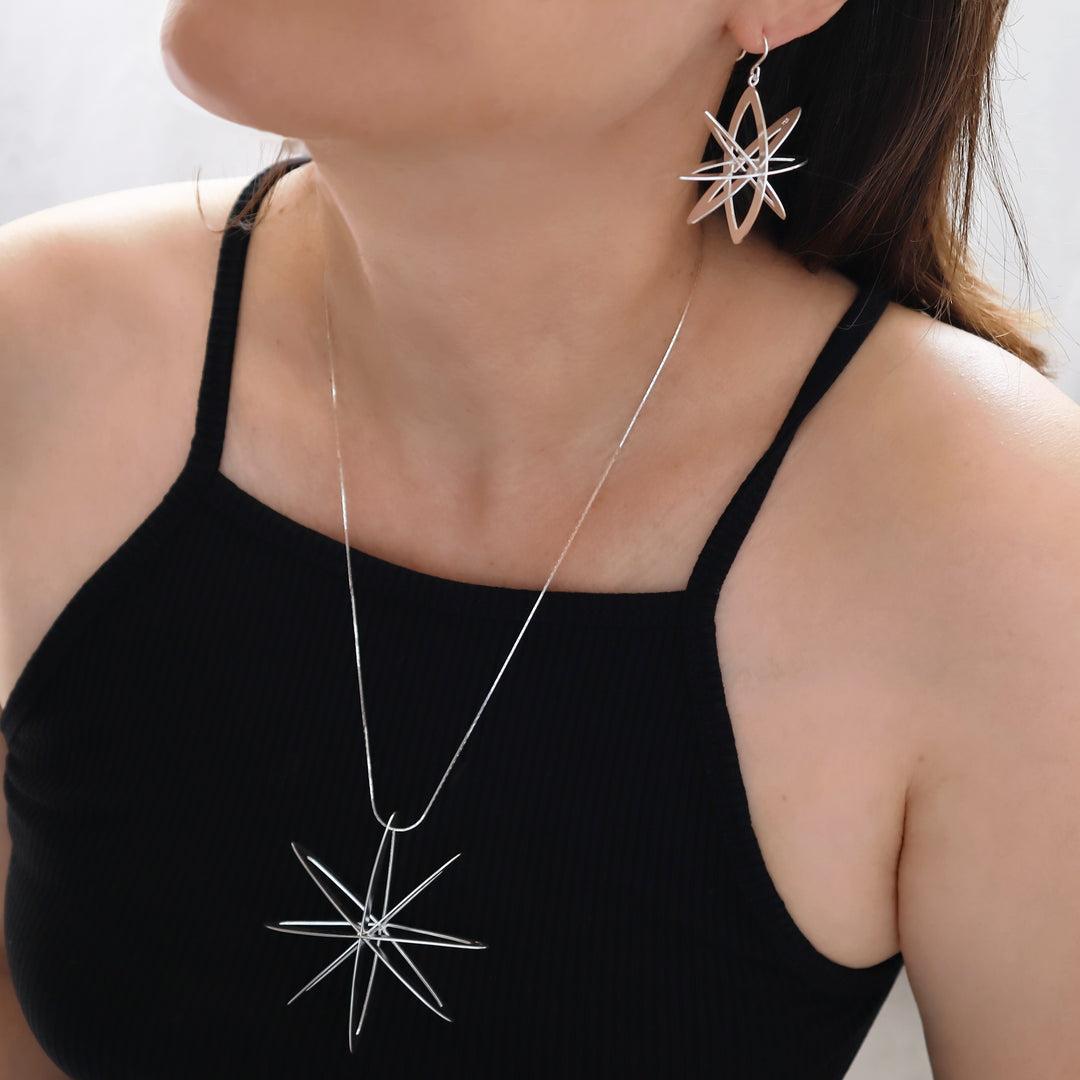 Octagram Starshine Pendant Necklace in Sterling Silver