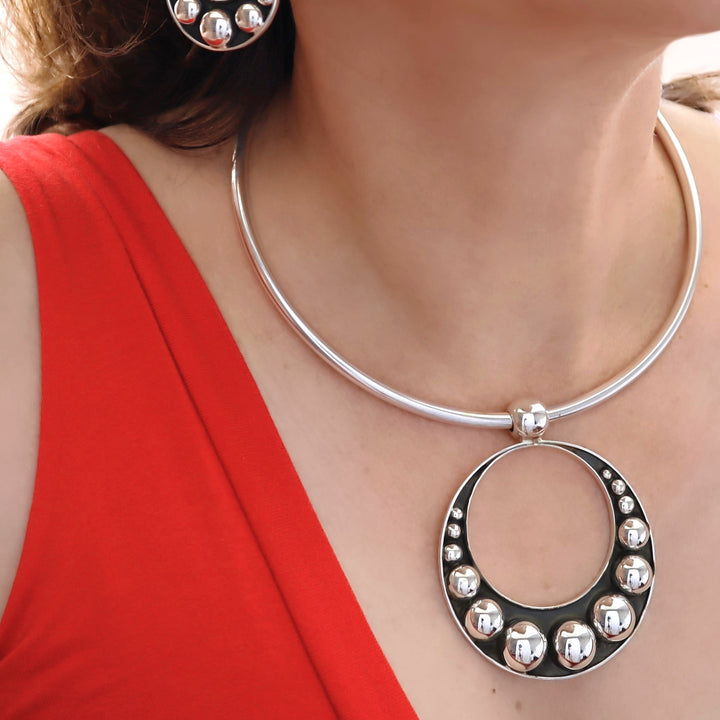 Silver Bubble Pendant Necklace