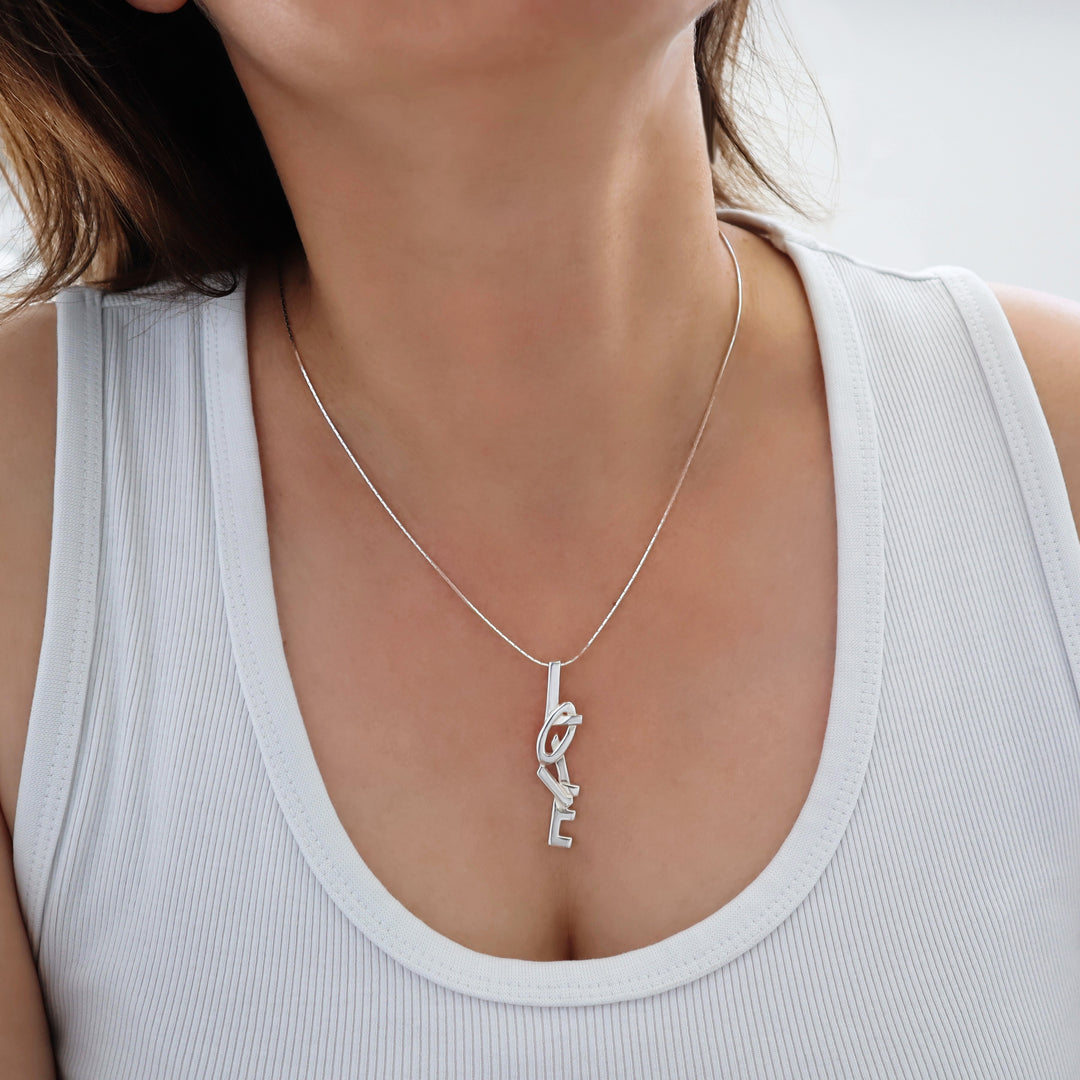 Sterling Silver Love Letters Pendant Necklace