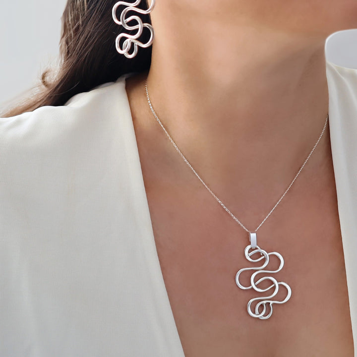 Entwined Silver Spiral Pendant Necklace