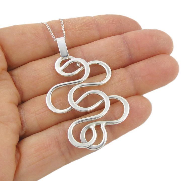 Entwined Silver Spiral Pendant Necklace