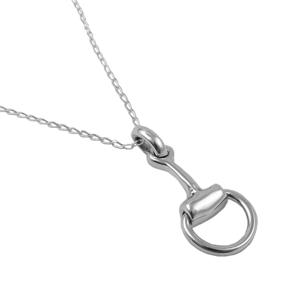 Sterling 925 Silver snaffle bit pendant on a chain against a white background