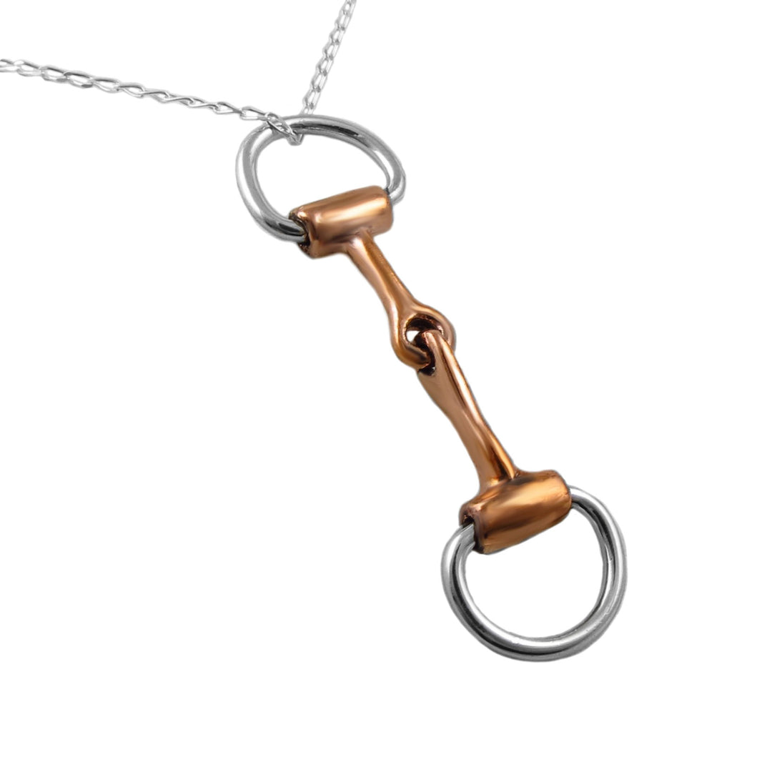 Womens Two Tone Horsebit Silver Pendant Necklace
