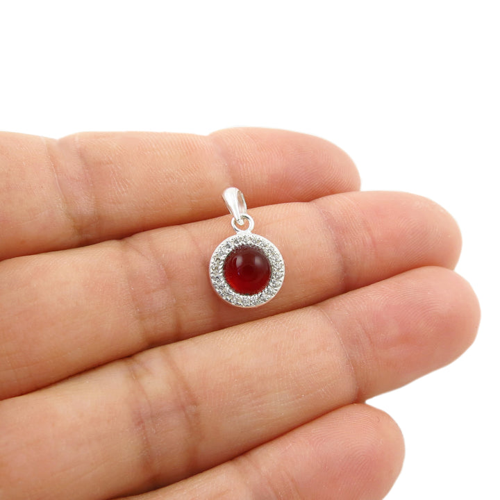 Red Carnelian Agate Gemstone 925 Silver Necklace