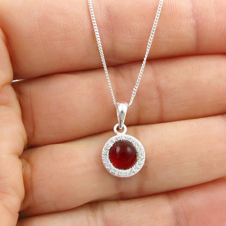 Red Carnelian Agate Gemstone 925 Silver Necklace