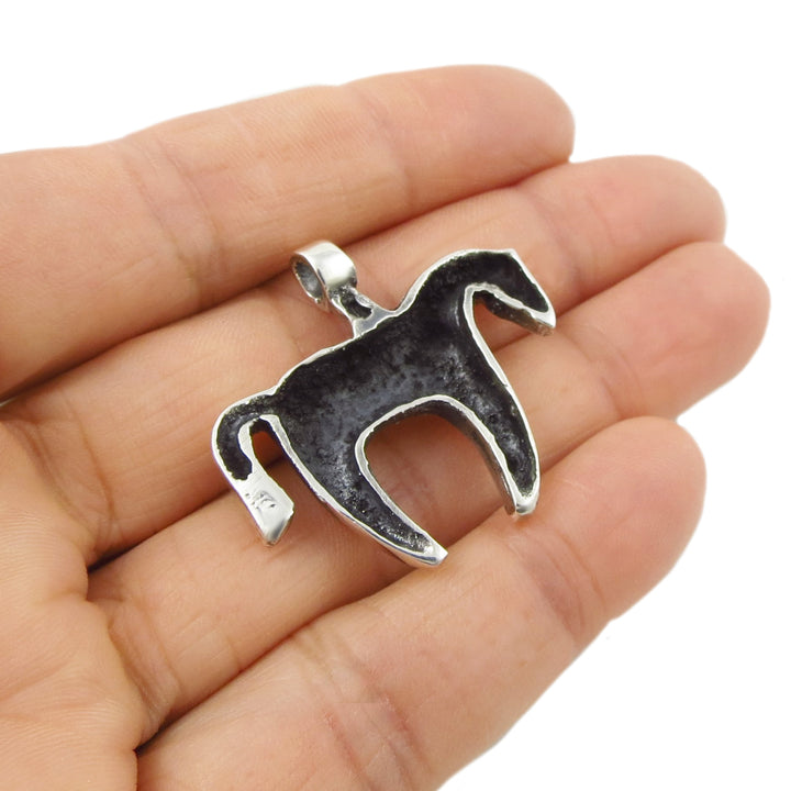 Silver Horse Pendant Necklace - Modern Design