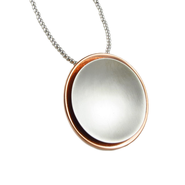 Large Sterling Silver and Copper Circle Pendant
