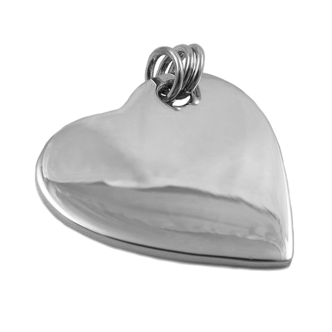 Large Solid 925 Sterling Silver Heart Pendant Necklace