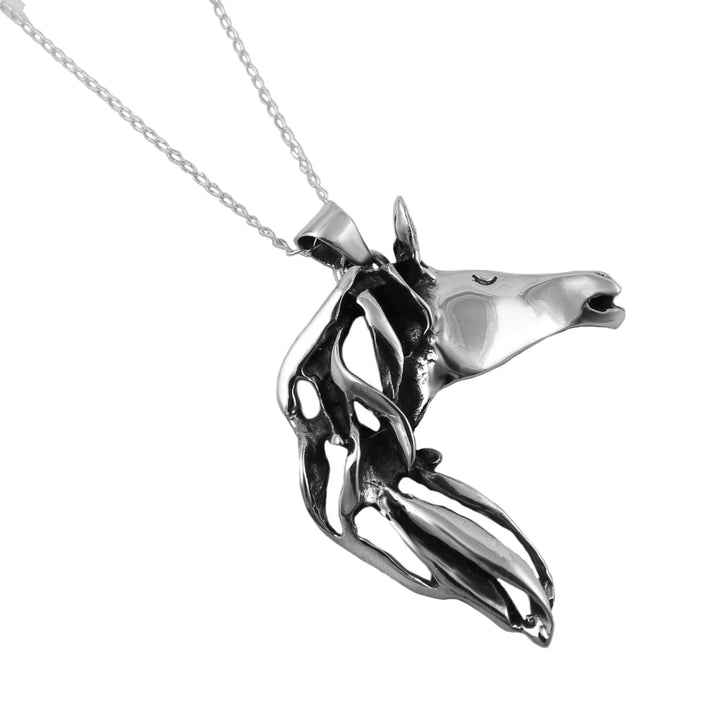 Equestrian Sterling Silver Horse Pendant Necklace