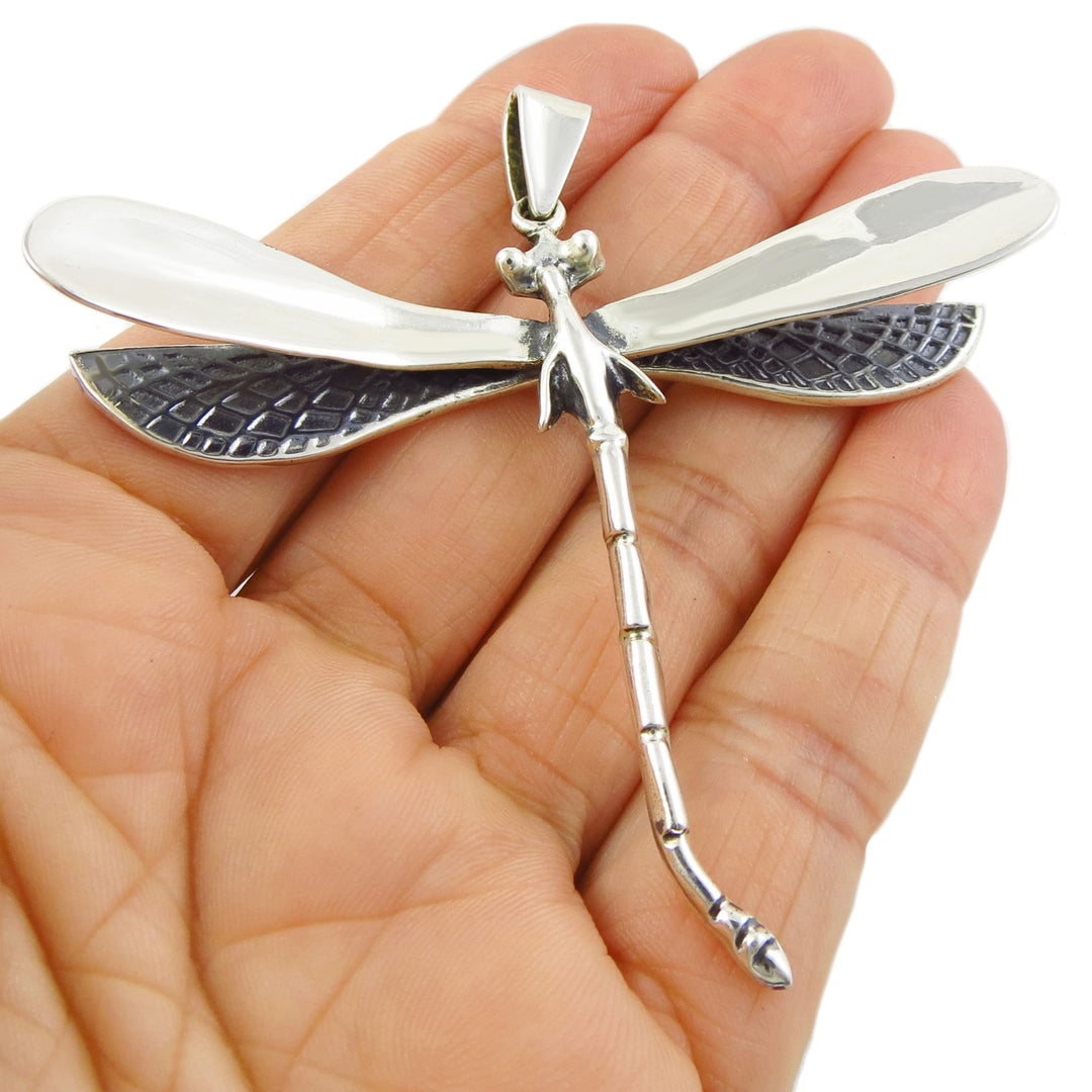 Large Sterling Silver Dragonfly Pendant