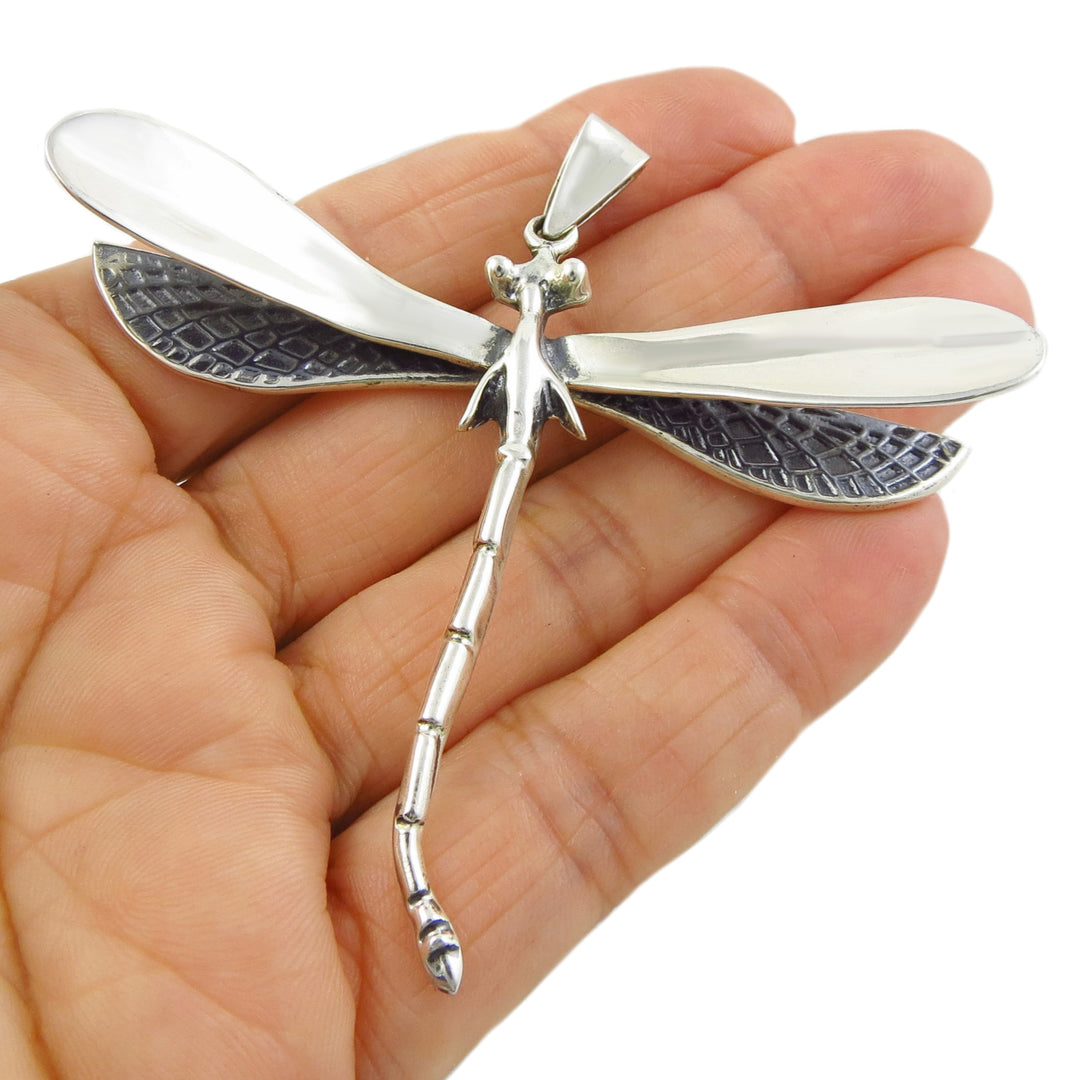 Large Sterling Silver Dragonfly Pendant