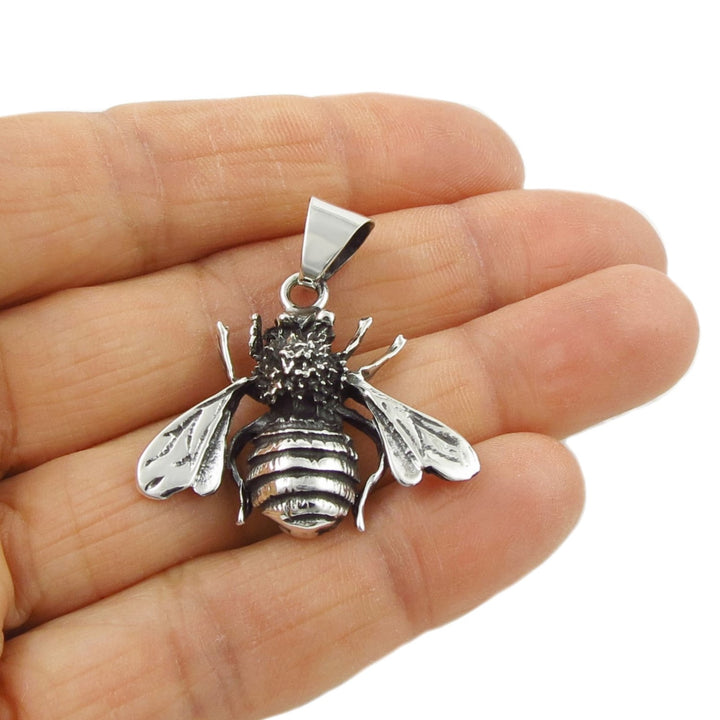 925 Sterling Silver Bumblebee Insect Bee Pendant Necklace