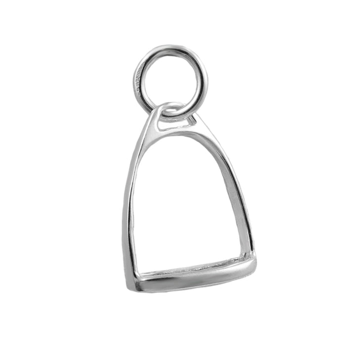 Silver horse stirrup on a white background