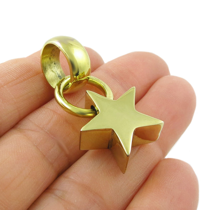 Gold Coloured Brass Celestial Star Pendant Necklace