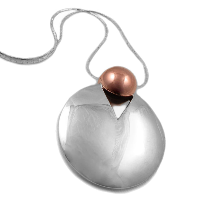 Designer Copper and 925 Sterling Silver Circle Pendant