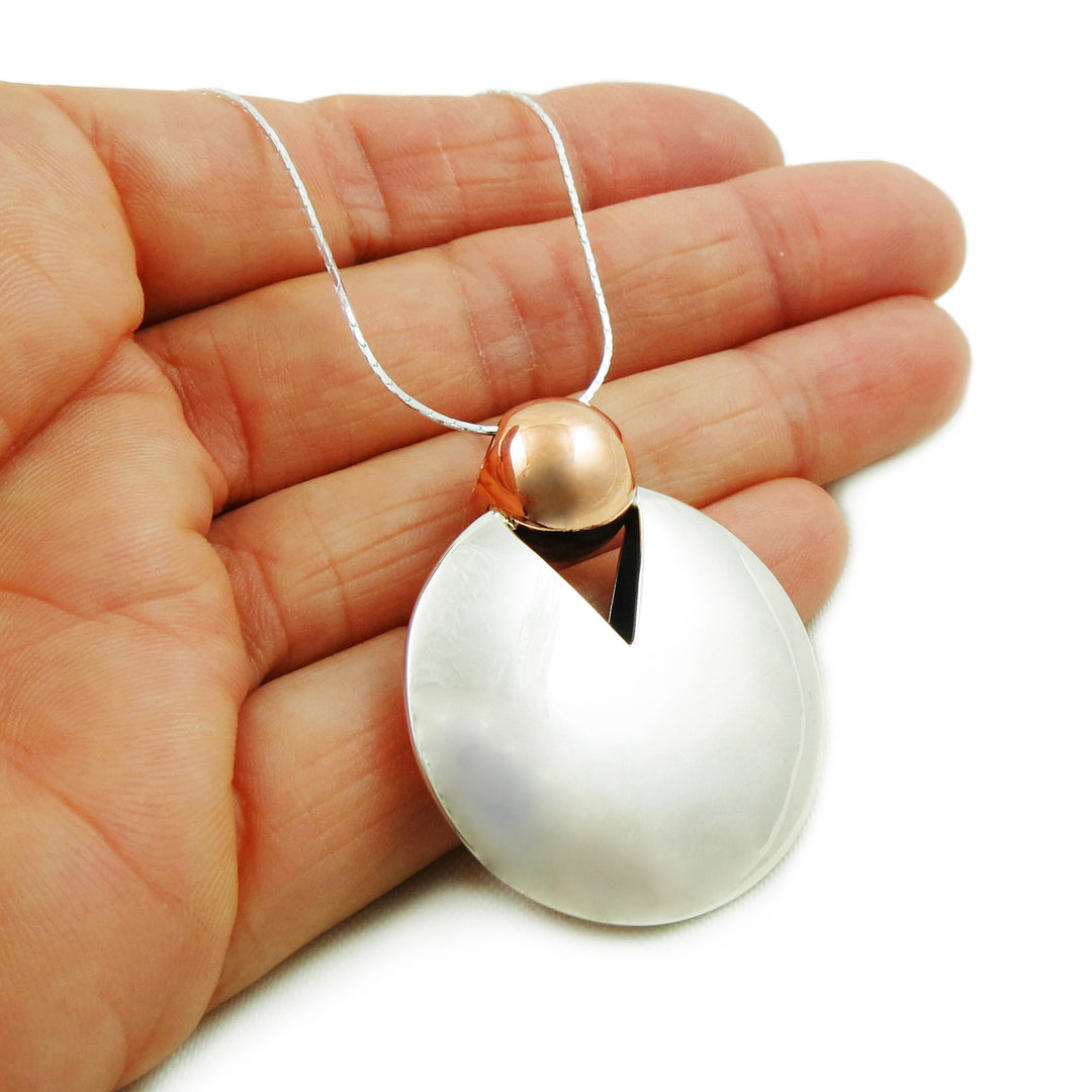 Designer Copper and 925 Sterling Silver Circle Pendant