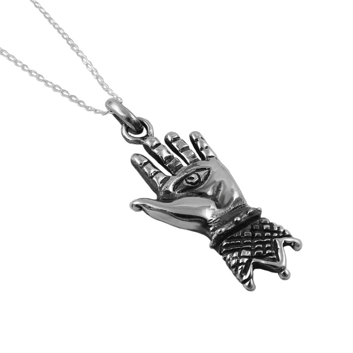 Hand of Hamsa Pendant Necklace in Sterling Silver - Handmade