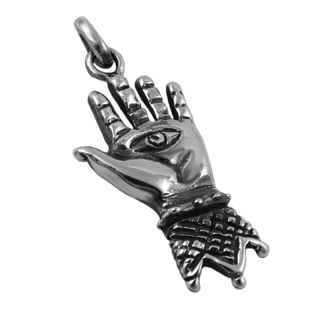 Hand of Hamsa Pendant Necklace in Sterling Silver - Handmade