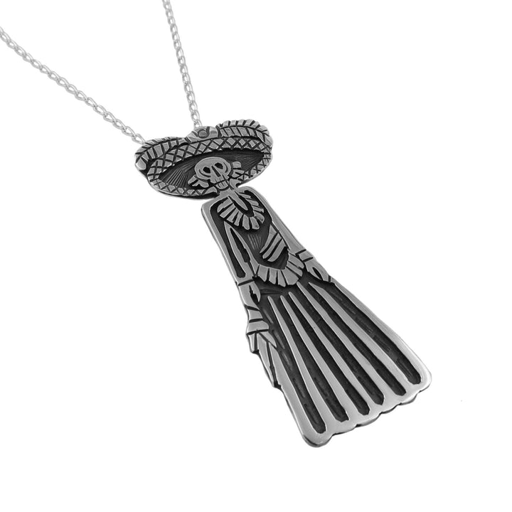 Day of the Dead Lady Skeleton Pendant Necklace