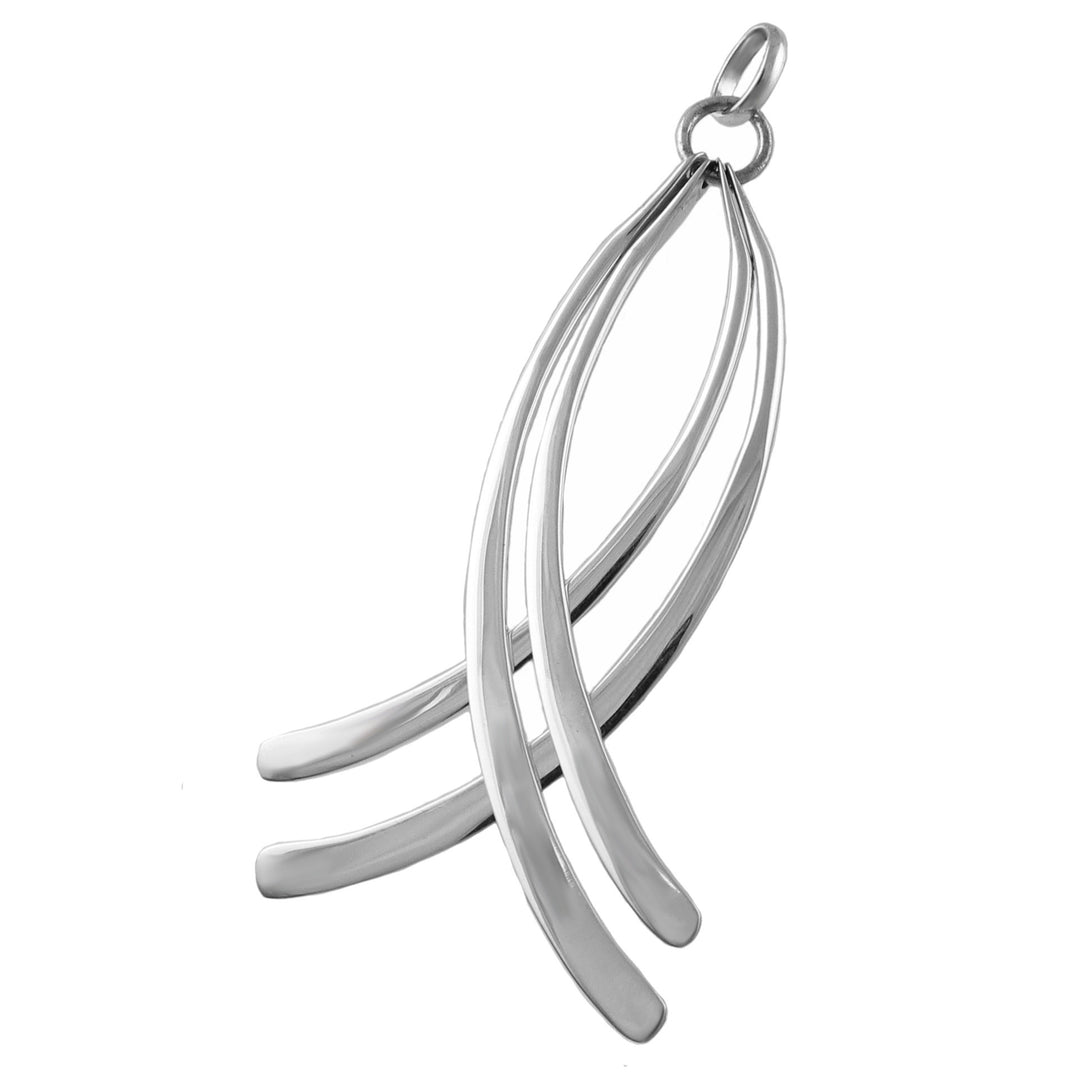 Long Sterling Silver Curved Drop Pendant Necklace