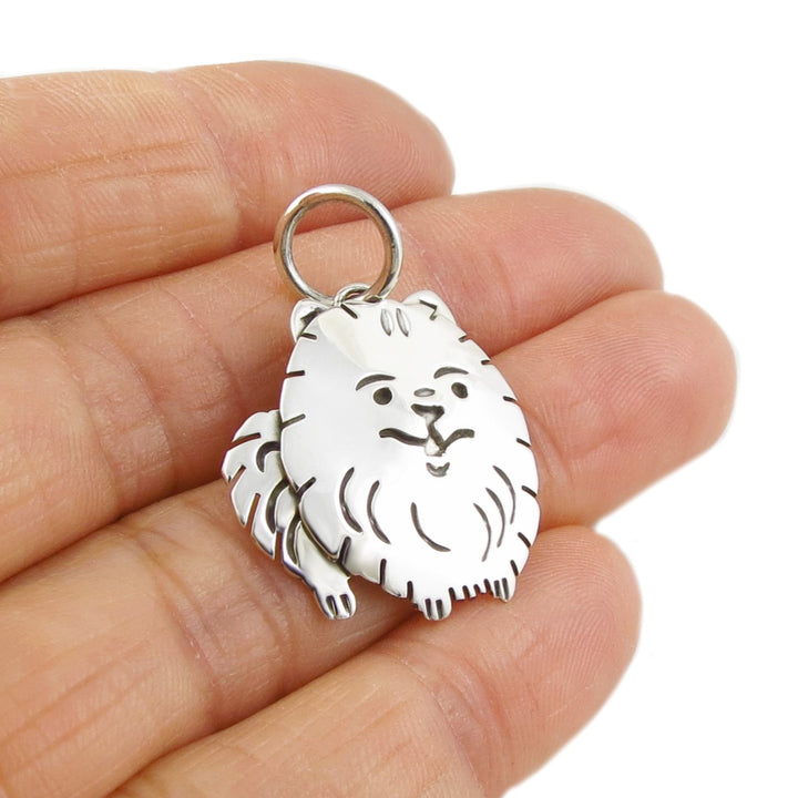 Pomeranian Sterling Silver Dog Pendant Necklace