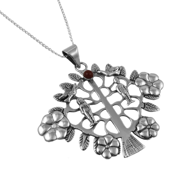 Adam and Eve Tree of Life Large Sterling Silver Pendant Necklace