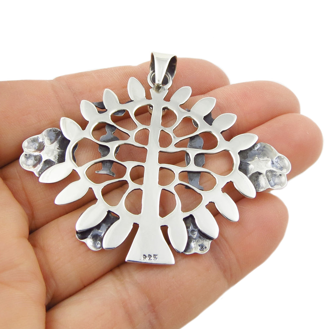 Adam and Eve Tree of Life Large Sterling Silver Pendant Necklace