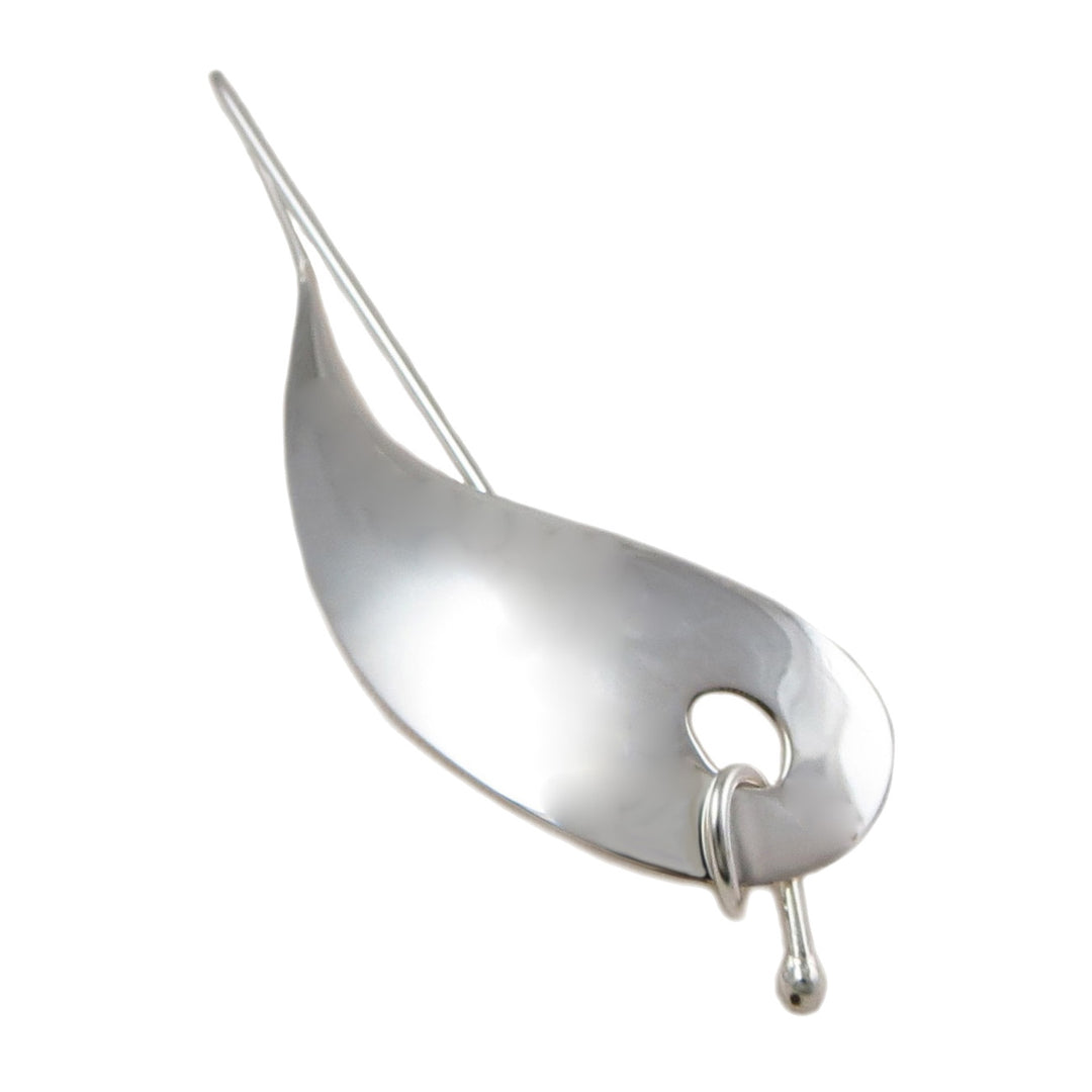 Long Modernist 925 Sterling Silver Drop Pendant
