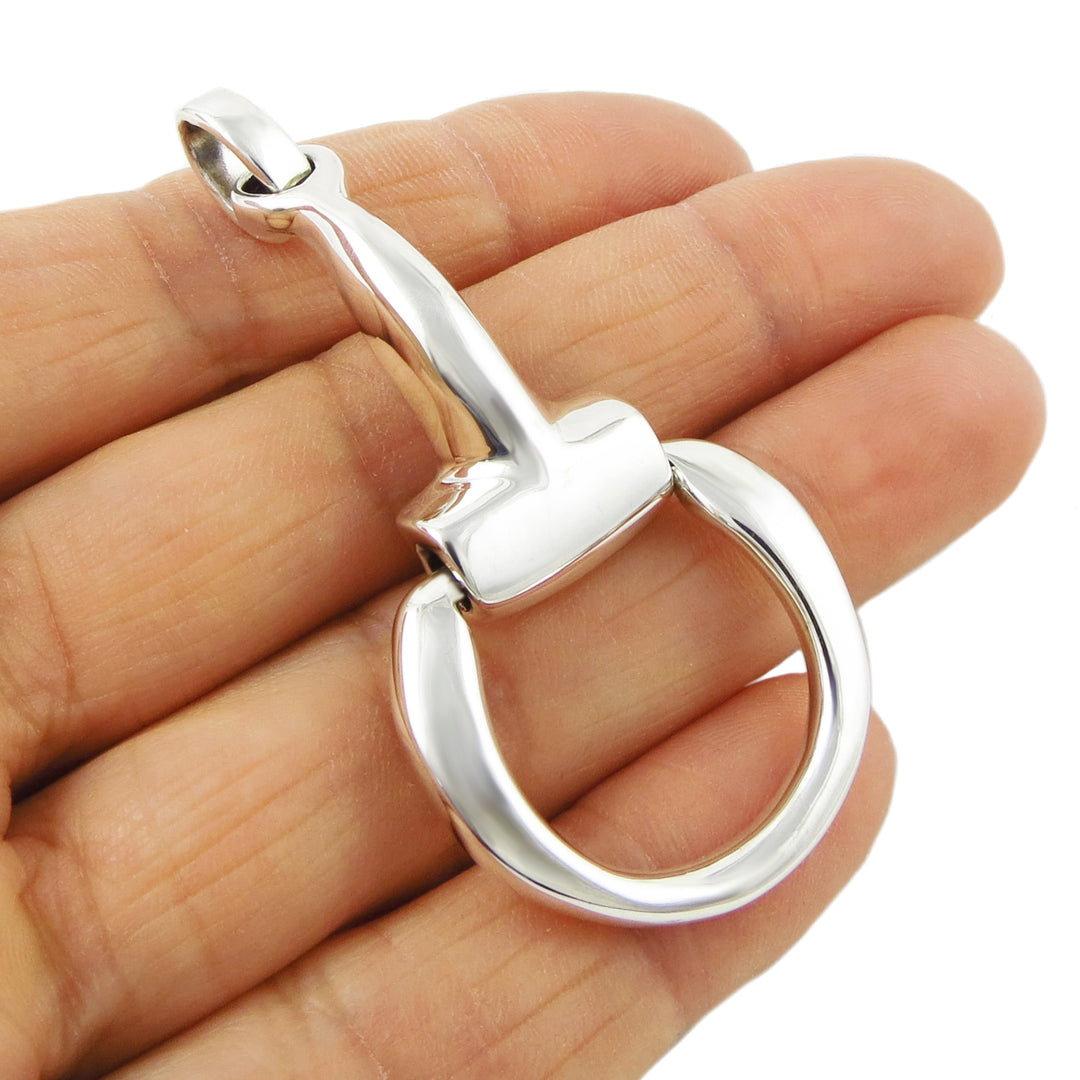 Large Horse Snaffle 925 Sterling Silver Horsebit Pendant