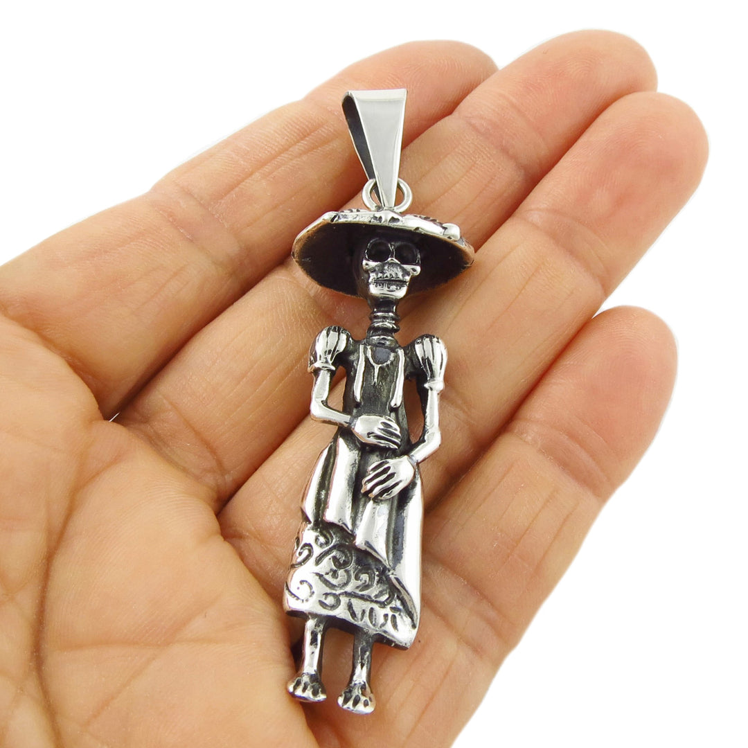 Day of the Dead Sterling Silver Skeleton Pendant Necklace