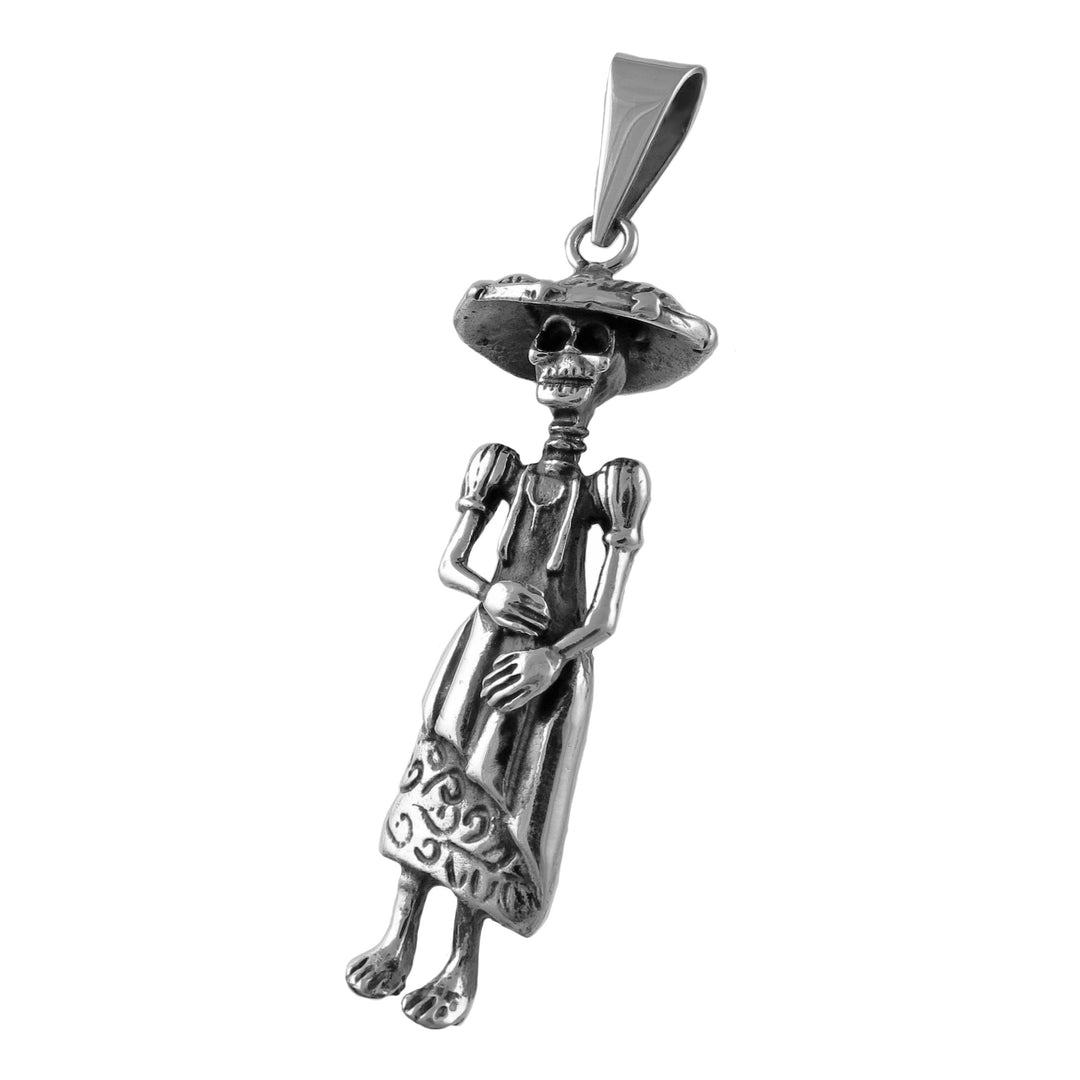 Day of the Dead Sterling Silver Skeleton Pendant Necklace