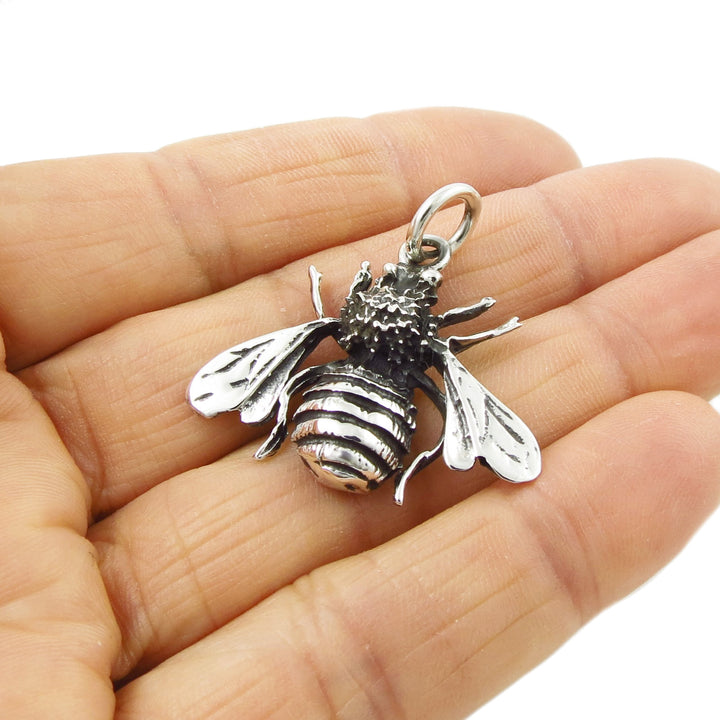 Sterling Silver Bee Pendant Necklace