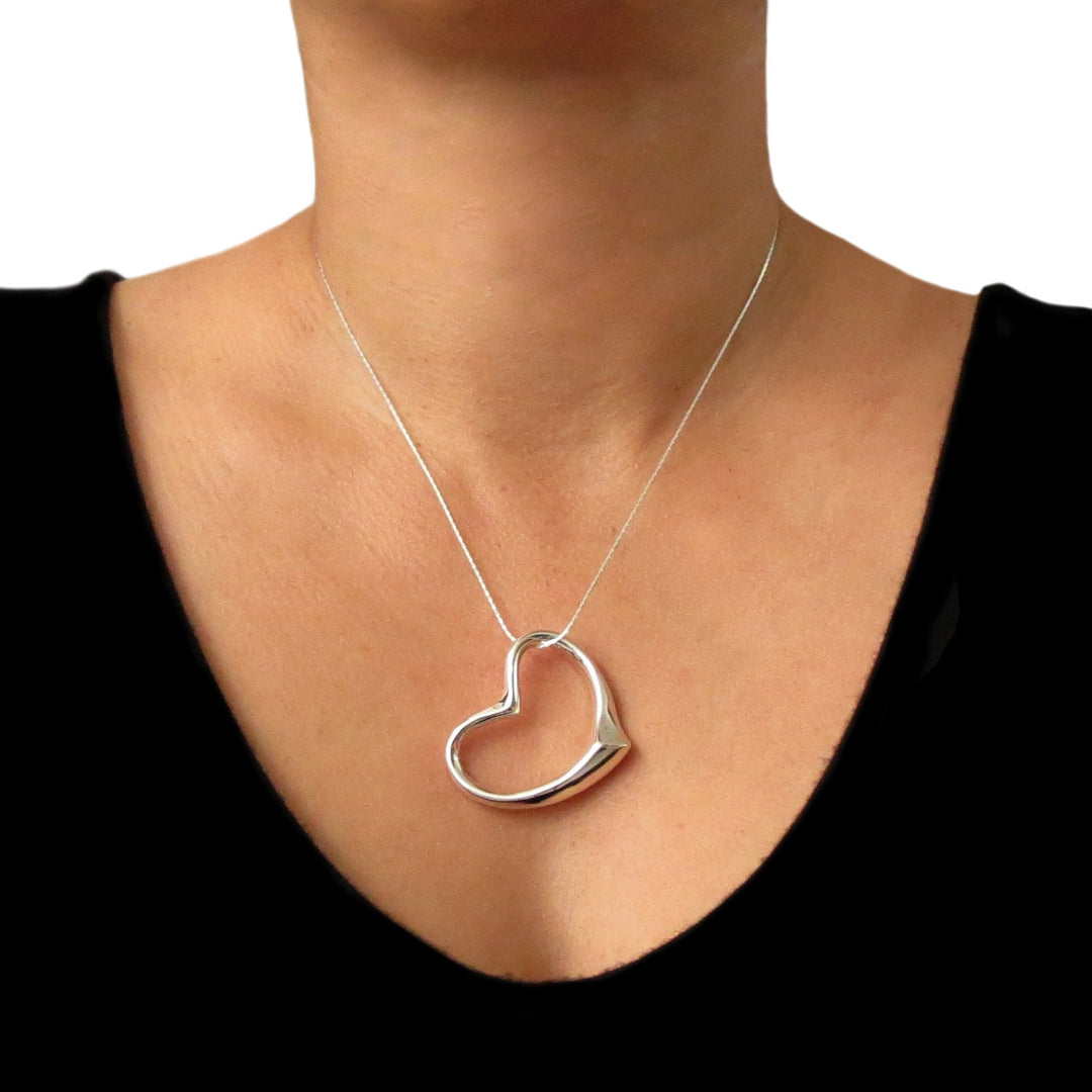 Large Solid Sterling Silver Heart Pendant