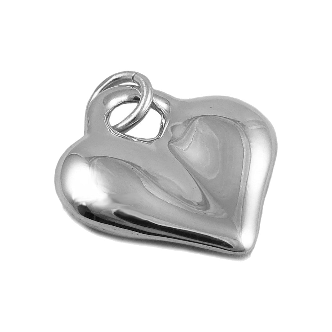 A large 925 silver heart pendant on a white background. 