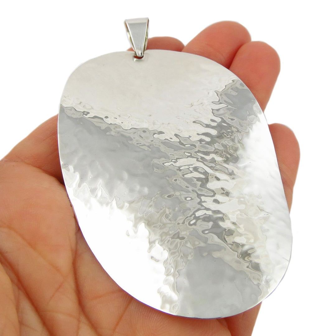 Sterling Silver Oval Pendant Necklace