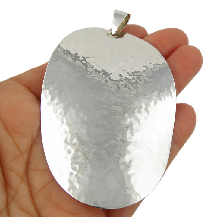 Large Solid 925 Sterling Silver Curved Drop Pendant in a Gift Box