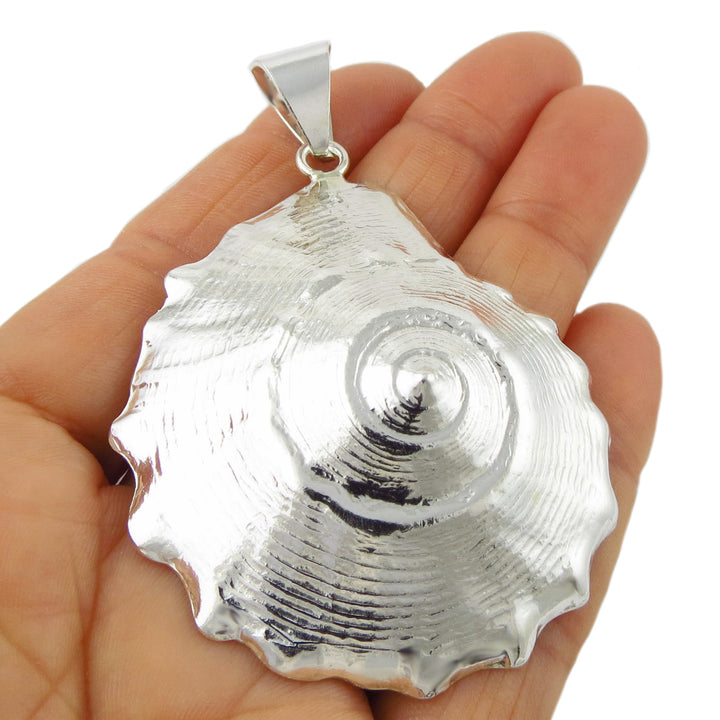 Large Nautilus Seashell 925 Sterling Silver Pendant