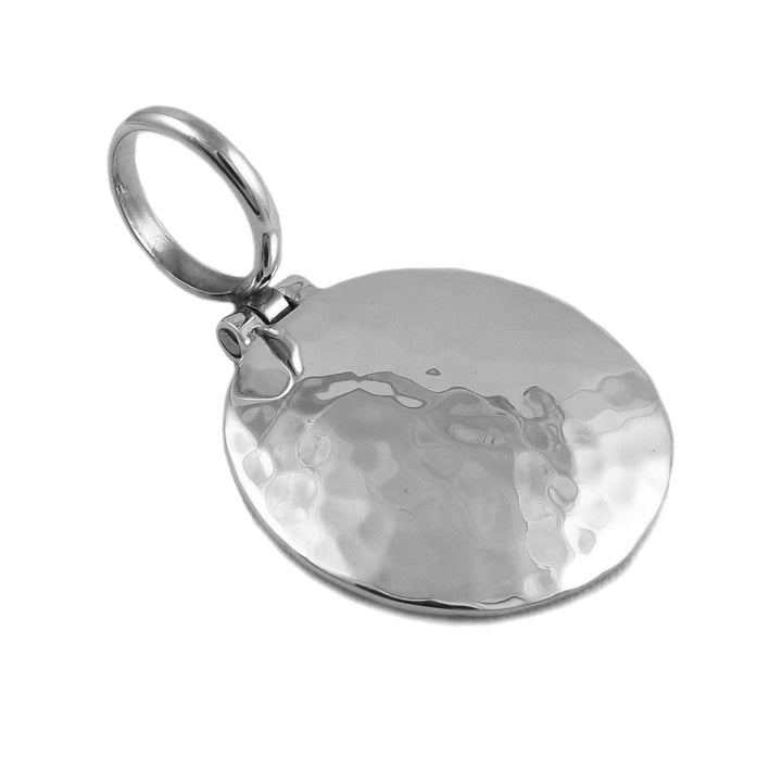 Solid 925 Sterling Silver Hammered Circle Disc Pendant