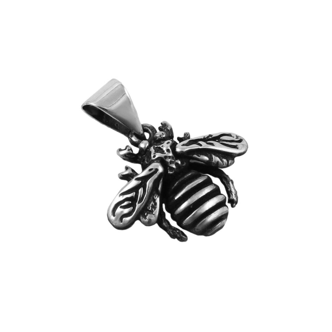 A sterling 925 silver bee pendant charm with a polished bail, shown on a plain white background.